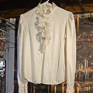 Elegant White Ruffled Women's Top